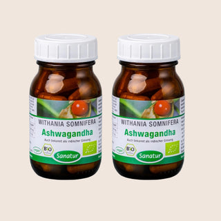 Ashwagandha ORGANIC, WITHANIA SOMNIFERA Sanatur 180 capsules (105 g) Set x2