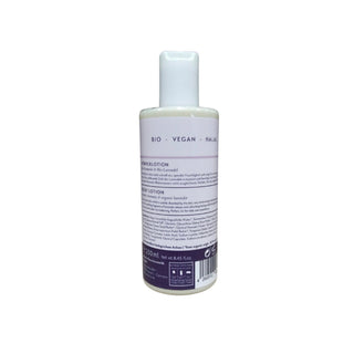 A 200ml bottle of Maitland Bio Vegan Hair Conditioner shown from the back, featuring a white cap, off-white bottle body, and a label with lavender and dark purple text and accents.