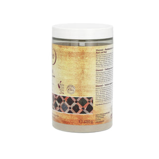 A 400g jar of Glutosomal Gluten-Free Flour Mix on a white background. The jar has a white lid and a textured beige label with product details and a patterned band near the bottom.
