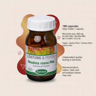 Sanatur Rhodiola Rosea Plus daily intake nutrient values and quality information