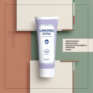 Lavender Ointment certification visual with Made in Italy and Italian phytocosmetic expertise wording