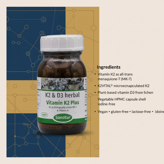 Sanatur Vitamin K2 Plus D3 K2 MK-7 and plant-based vitamin D3 ingredient information