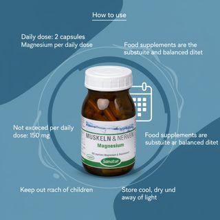 Sanatur Magnesium daily dose and food supplement storage guidance