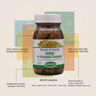 Sanatur SPIRU B Vitamin Complex daily intake nutrient values and quality information