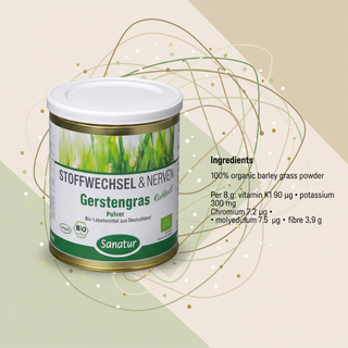Sanatur organic barley grass powder ingredients and nutrient information