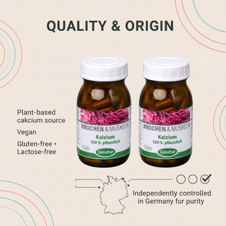 Sanatur Calcium 100% herbal bundle with quality and origin information
