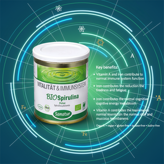 Sanatur BioSpirulina authorised vitamin A and iron nutrient benefits