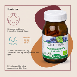 Sanatur Grape Seed OPC and Vitamin C daily intake and storage guidance