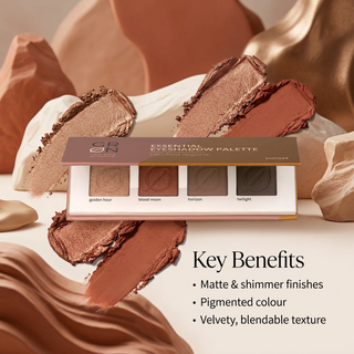 GRN Sunset eyeshadow palette matte and shimmer finishes pigmented blendable colour