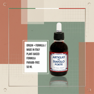 Devil's Claw Forte Liniment key benefits visual with fast-absorbing liniment, warming aromatic care, non-greasy fluid texture and 50 ml format