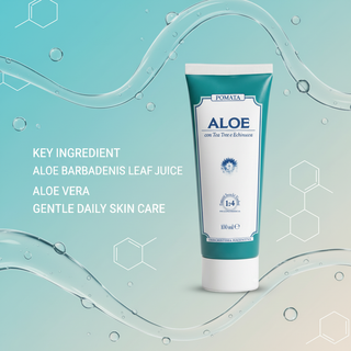 Aloe Vera Ointment 100ml key ingredient: Aloe Barbadensis Leaf Juice, Aloe Vera, with abstract gel and hydration graphics