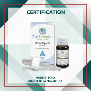 Pure Peppermint Essential Oil certification Made in Italy