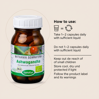 Sanatur organic Ashwagandha daily use and storage instructions