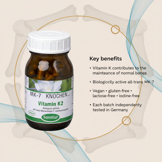 Sanatur Vitamin K2 MK-7 authorised vitamin K benefit and product feature information