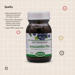 Sanatur Astaxanthin Plus quality testing and ingredient origin information