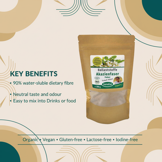 Sanatur Organic Acacia Fibre set with fibre and formula benefits