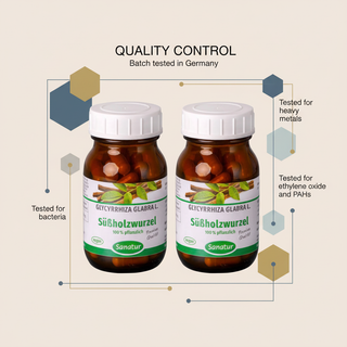 Sanatur Licorice Root Extract product with quality control information