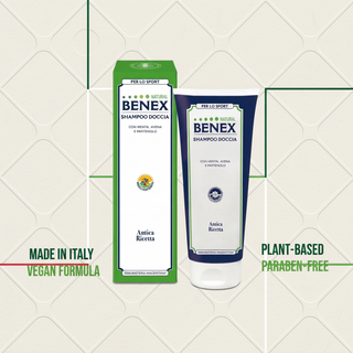 Organic Shower Gel and Shampoo BENEX 200ml Made in Italy, vegan formula, plant-based and paraben-free