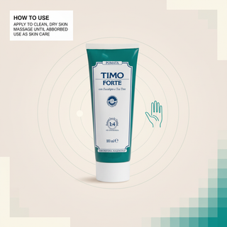 Thyme Cream how to use visual with clean dry skin, massage until absorbed and daily skin care wording