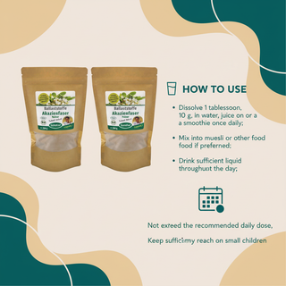 Sanatur Organic Acacia Fibre set with usage guidance