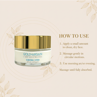 Gold Argan Face Cream how to use infographic with application steps