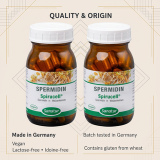 Sanatur Spirucell product with German quality and origin information