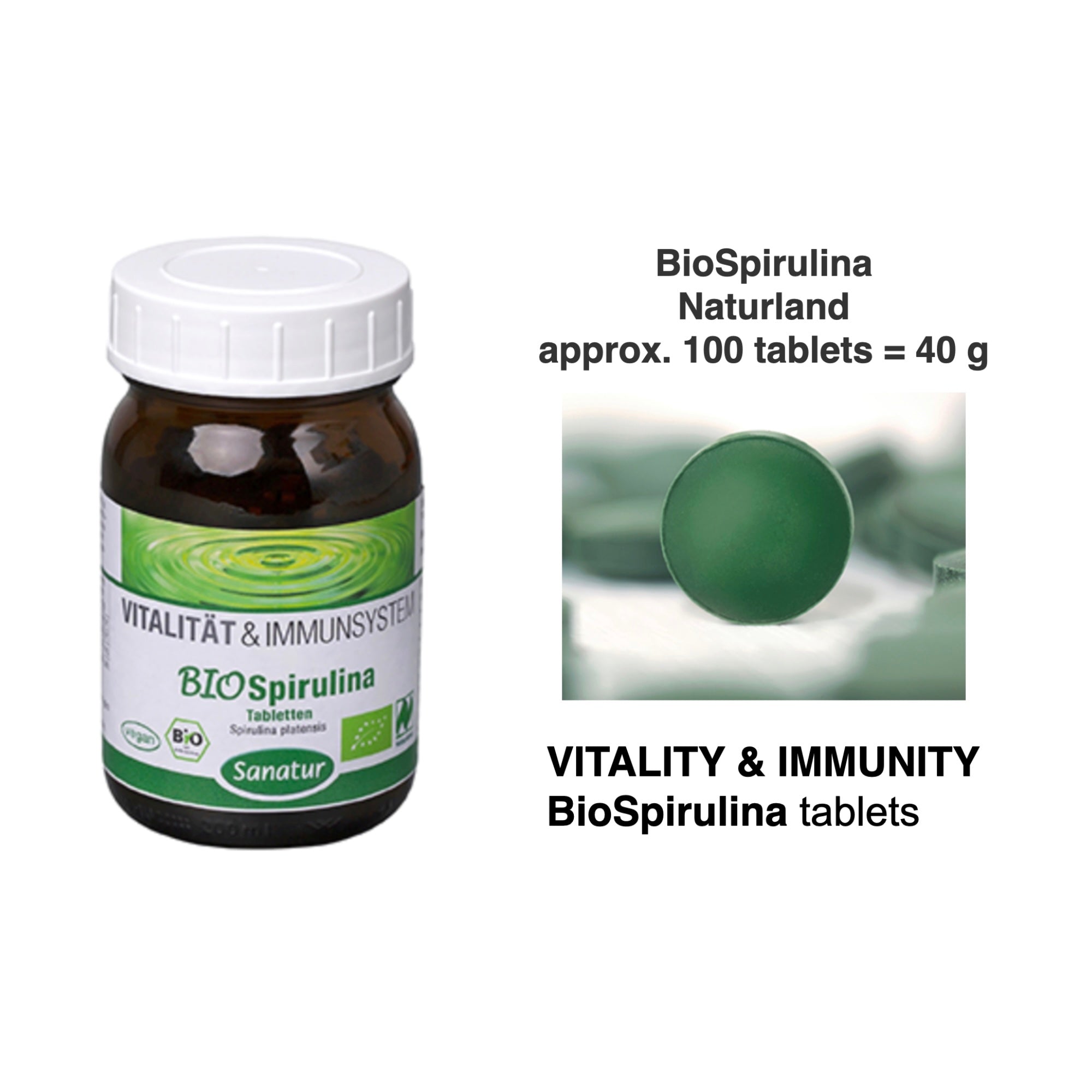 BioSpirulina Naturland approx. 100 tablets = 40 g