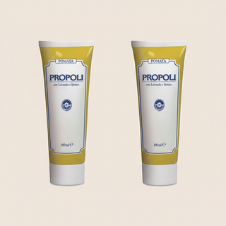 Two front-facing Propolis Ointment 100ml tubes by Erboristeria Magentina